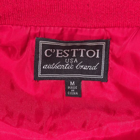 C’ESTTOI Quilted Puffer Vest Women's Medium Red Diamond Stitch Zip Riding Style - Picture 14 of 16